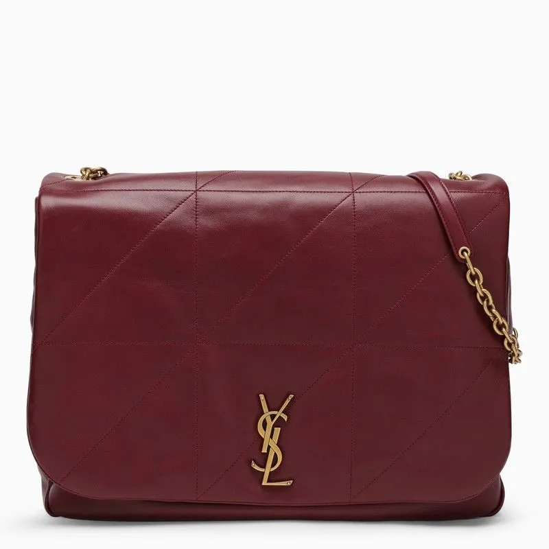 SAINT LAURENT Elegant Merlot Quilted Mini Shoulder Bag with Gold-Tone Accents