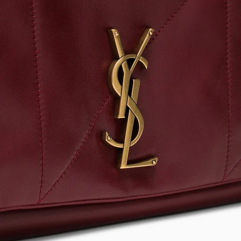 SAINT LAURENT Elegant Merlot Quilted Mini Shoulder Bag with Gold-Tone Accents