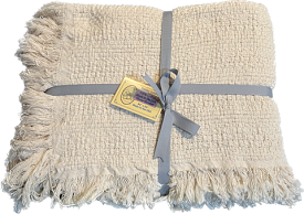 Sale: 100% Cotton Throw Blankets – 50″ x 60″: Natural, Made in USA