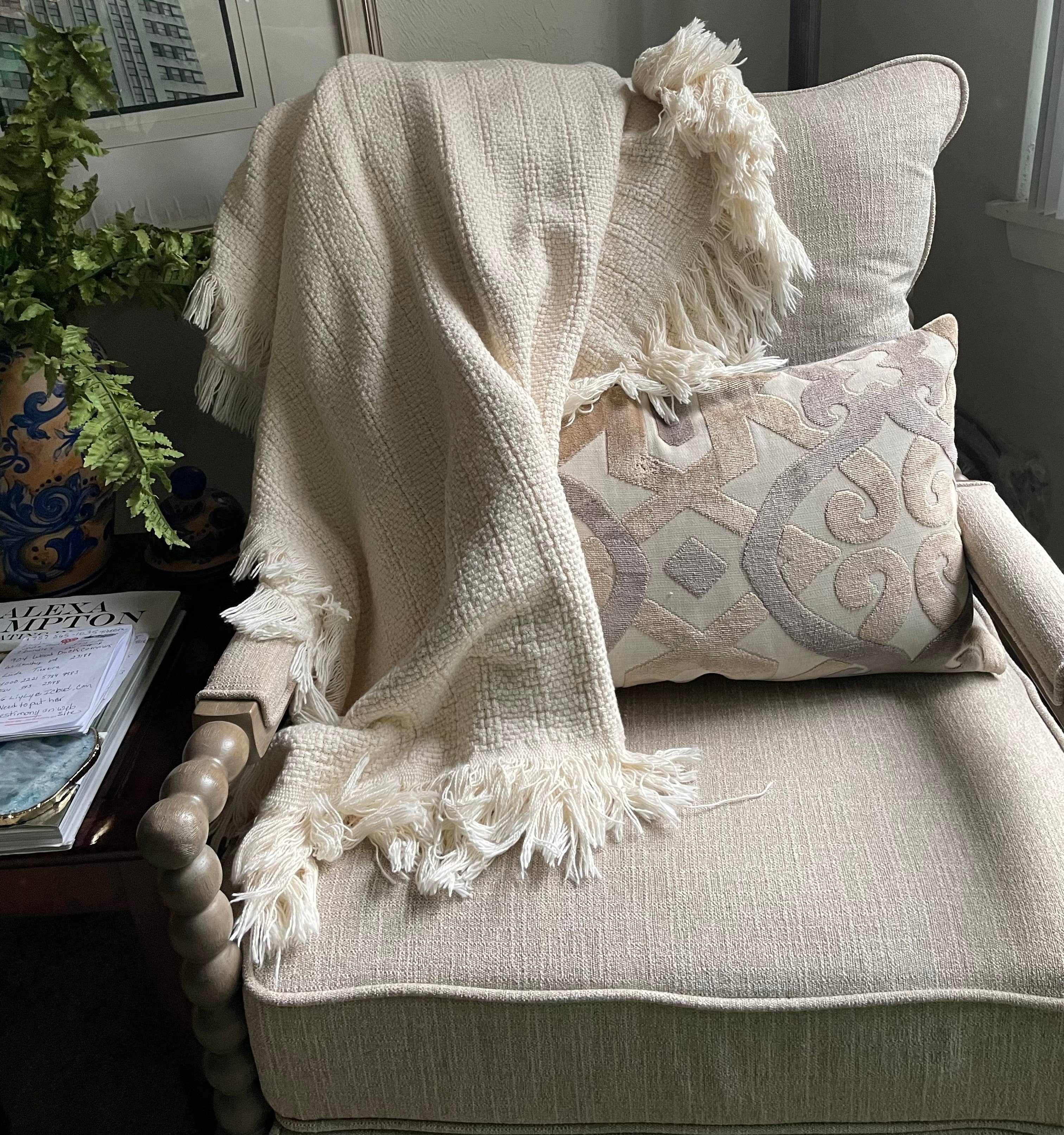 Sale: 100% Cotton Throw Blankets – 50″ x 60″: White, Made in USA