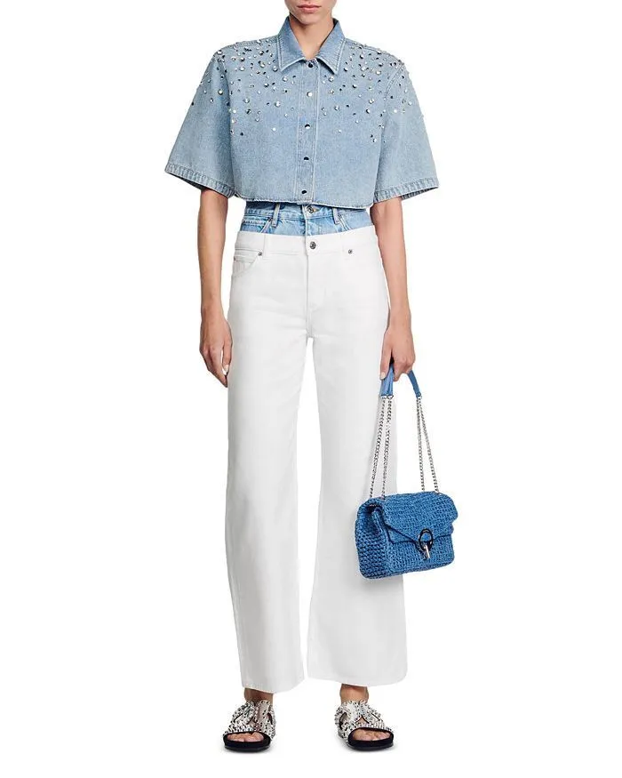 sandro  |Casual Style Denim Cotton Shirts & Blouses