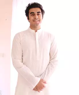 Schiffli Embroidered Cotton Kurta