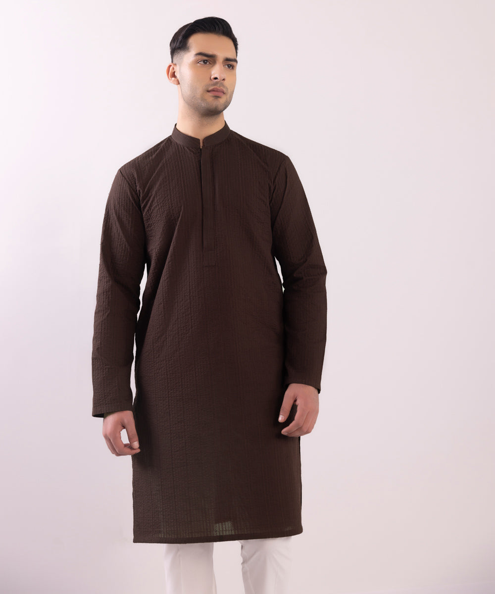 Schiffli Embroidered Cotton Kurta