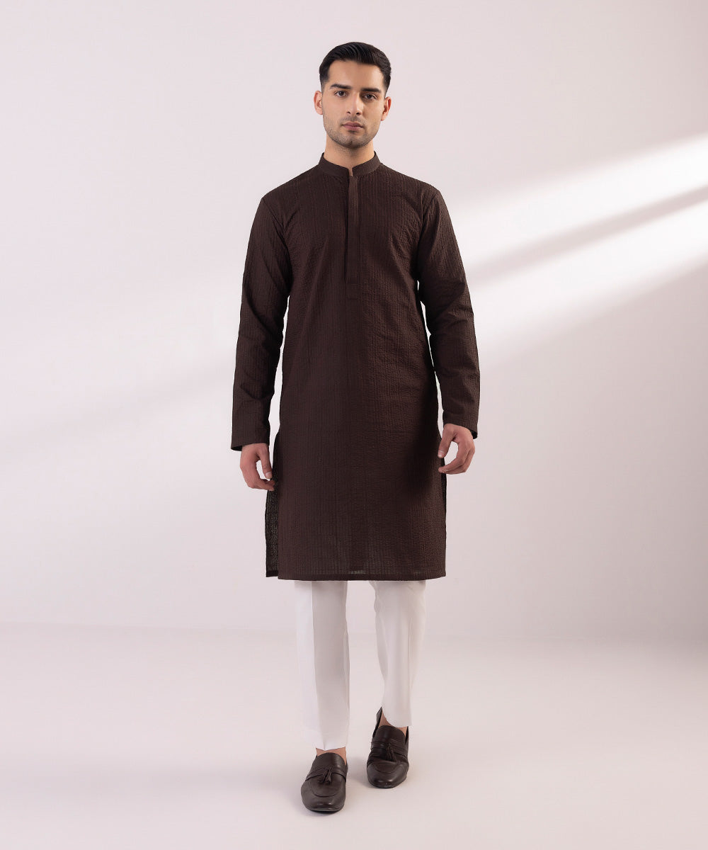 Schiffli Embroidered Cotton Kurta