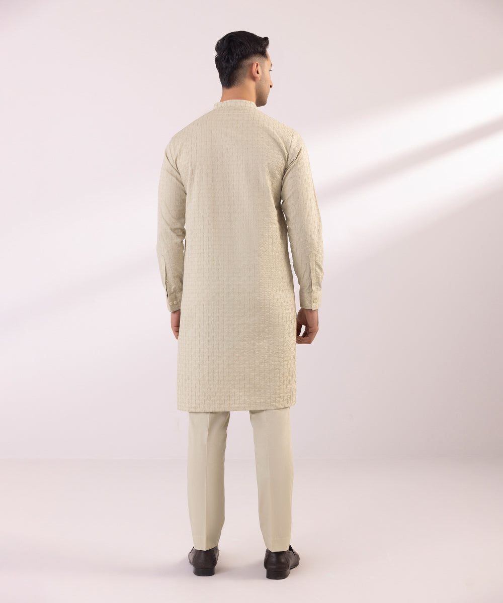 Schiffli Embroidered Cotton Suit