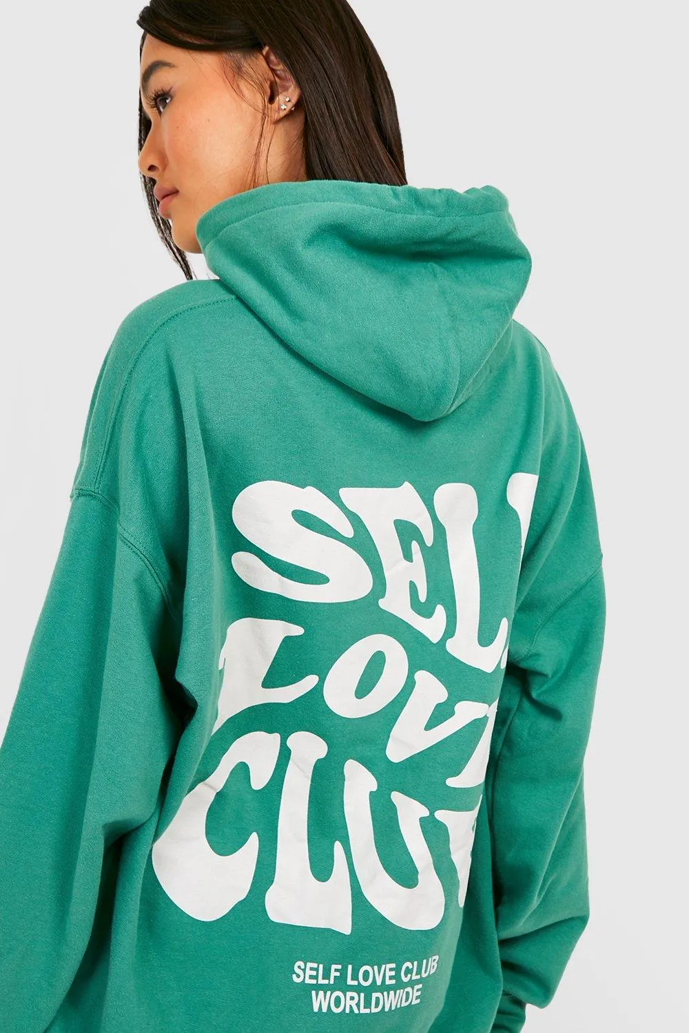 Self Love Club Slogan Oversized Hoodie