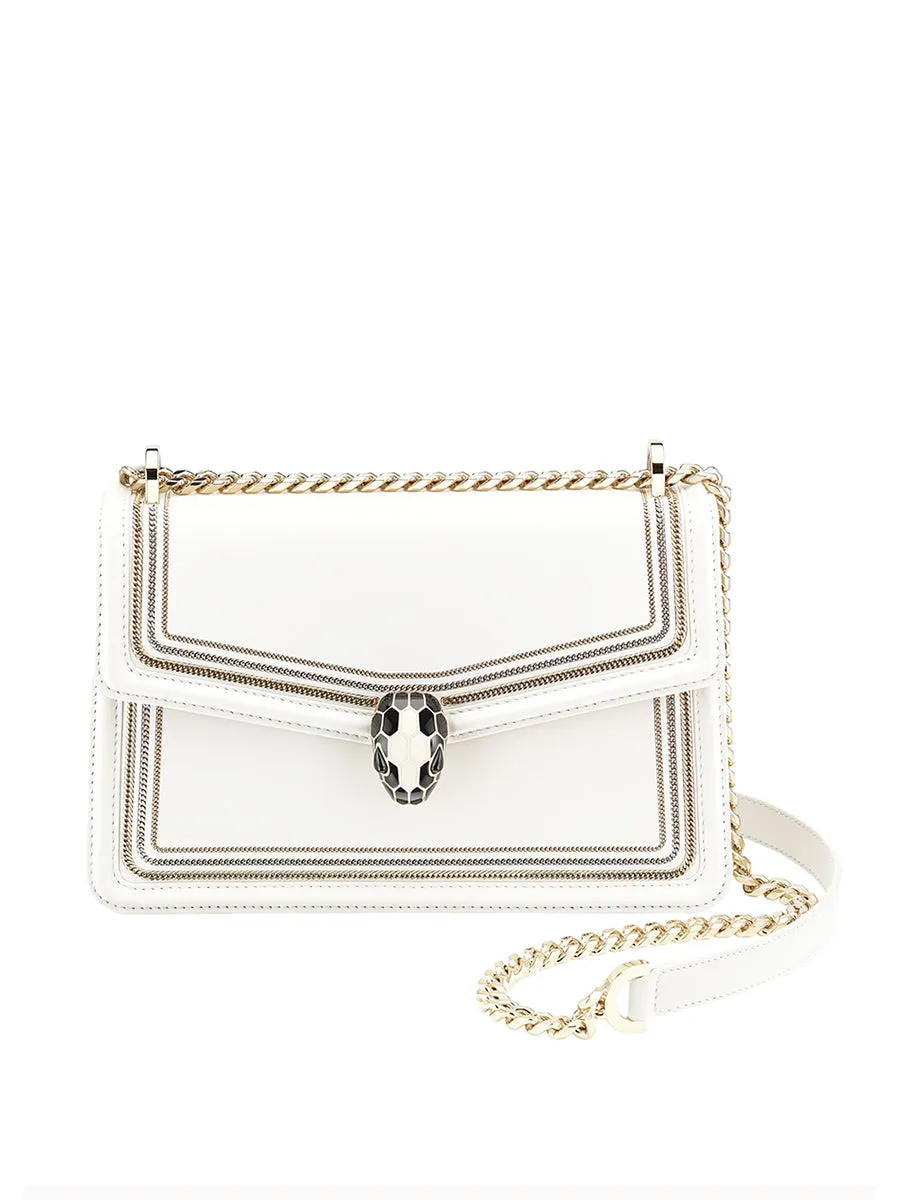 Serpenti Diamond Blast Shoulder Bag in White