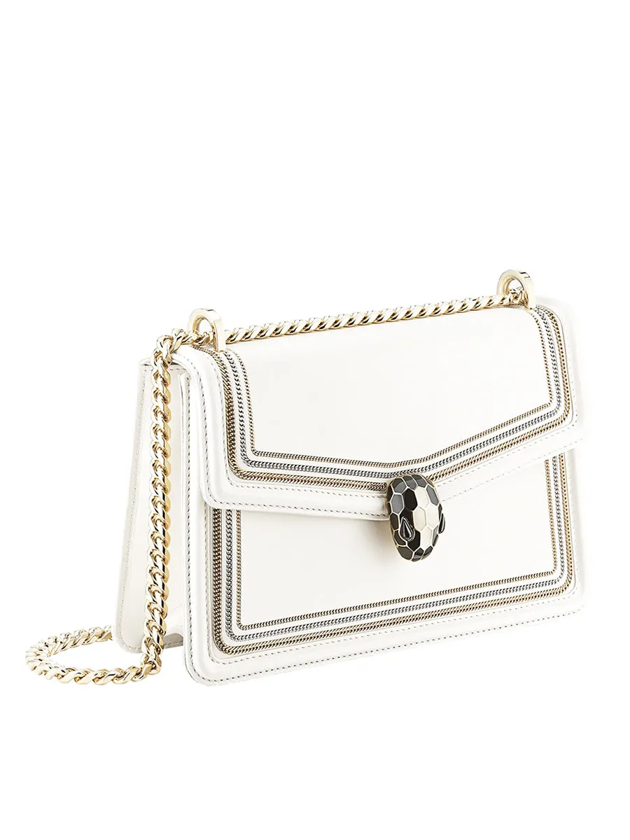 Serpenti Diamond Blast Shoulder Bag in White