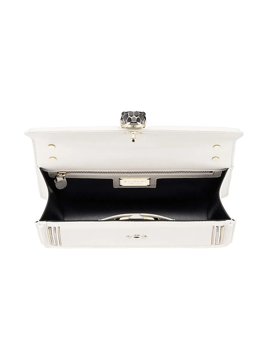 Serpenti Diamond Blast Shoulder Bag in White