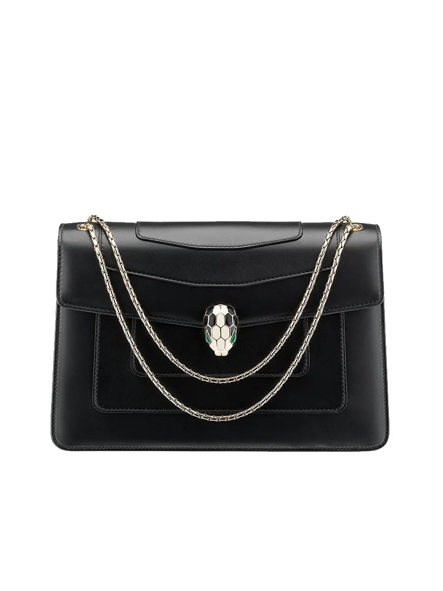 Serpenti Forever Large Shoulder Bag in Black