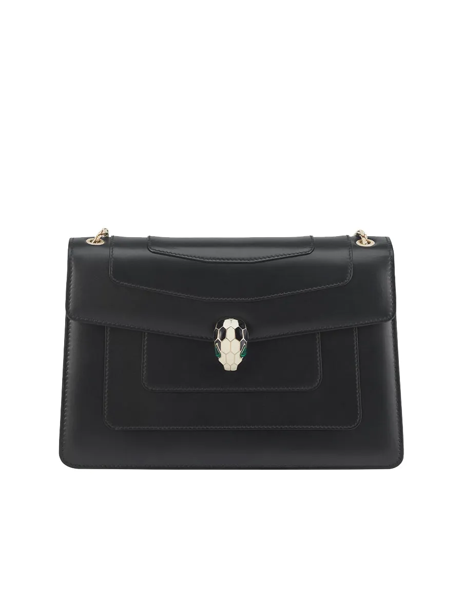 Serpenti Forever Large Shoulder Bag in Black