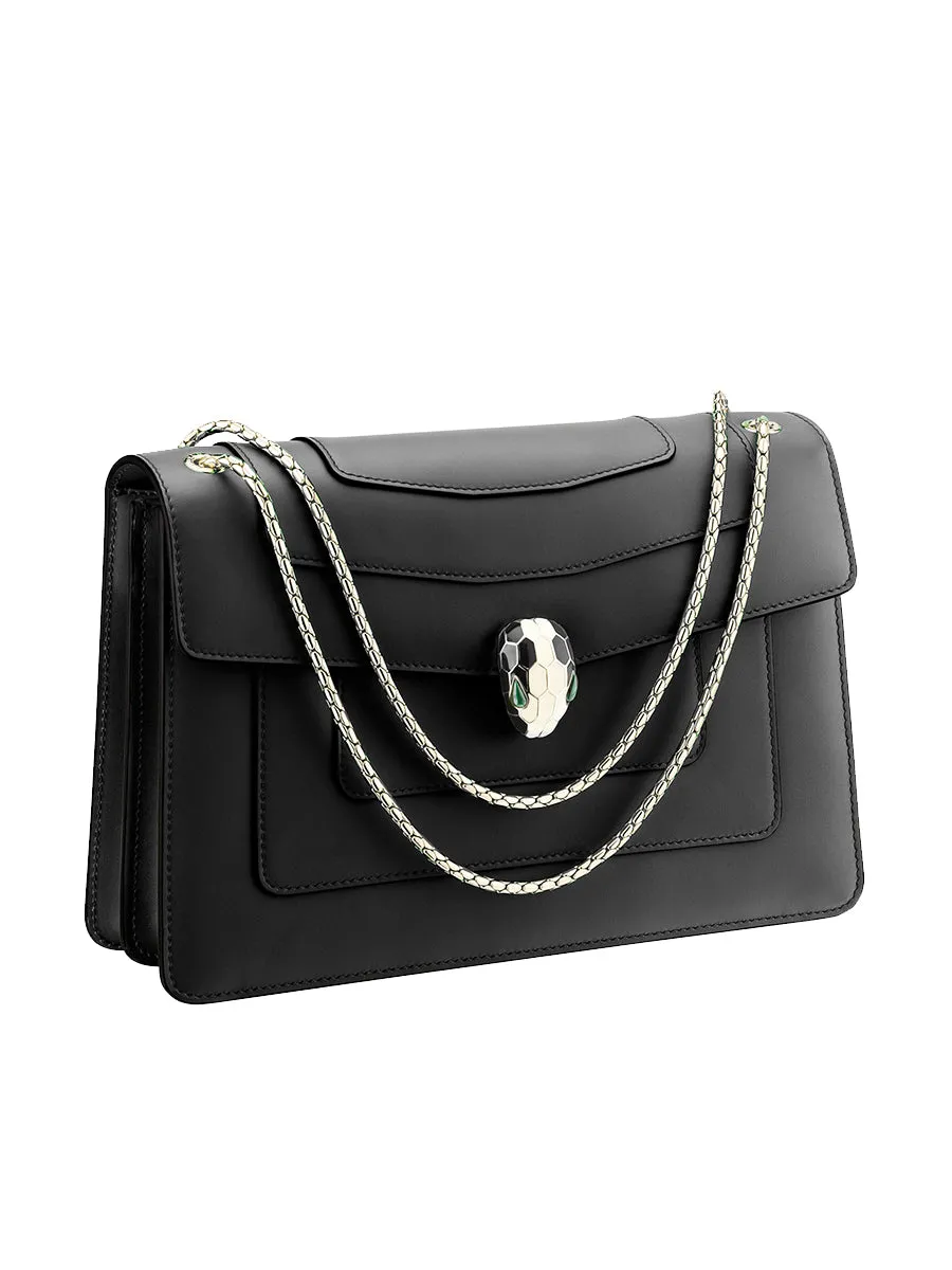 Serpenti Forever Large Shoulder Bag in Black