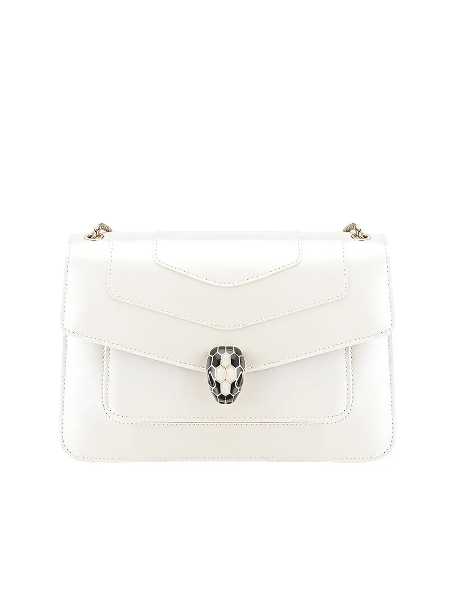 Serpenti Forever Medium Shoulder Bag in White