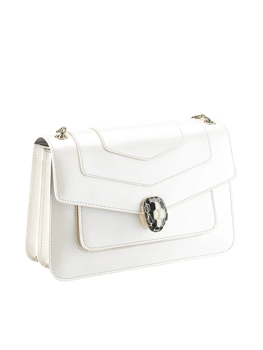 Serpenti Forever Medium Shoulder Bag in White