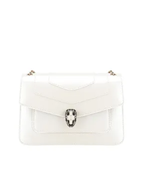 Serpenti Forever Medium Shoulder Bag in White