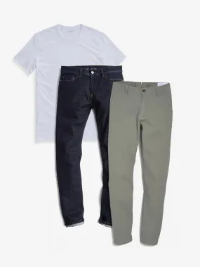 Set 02: 1 pair of Chinos + 1 Driggs Tee + 1 pair of Jeans