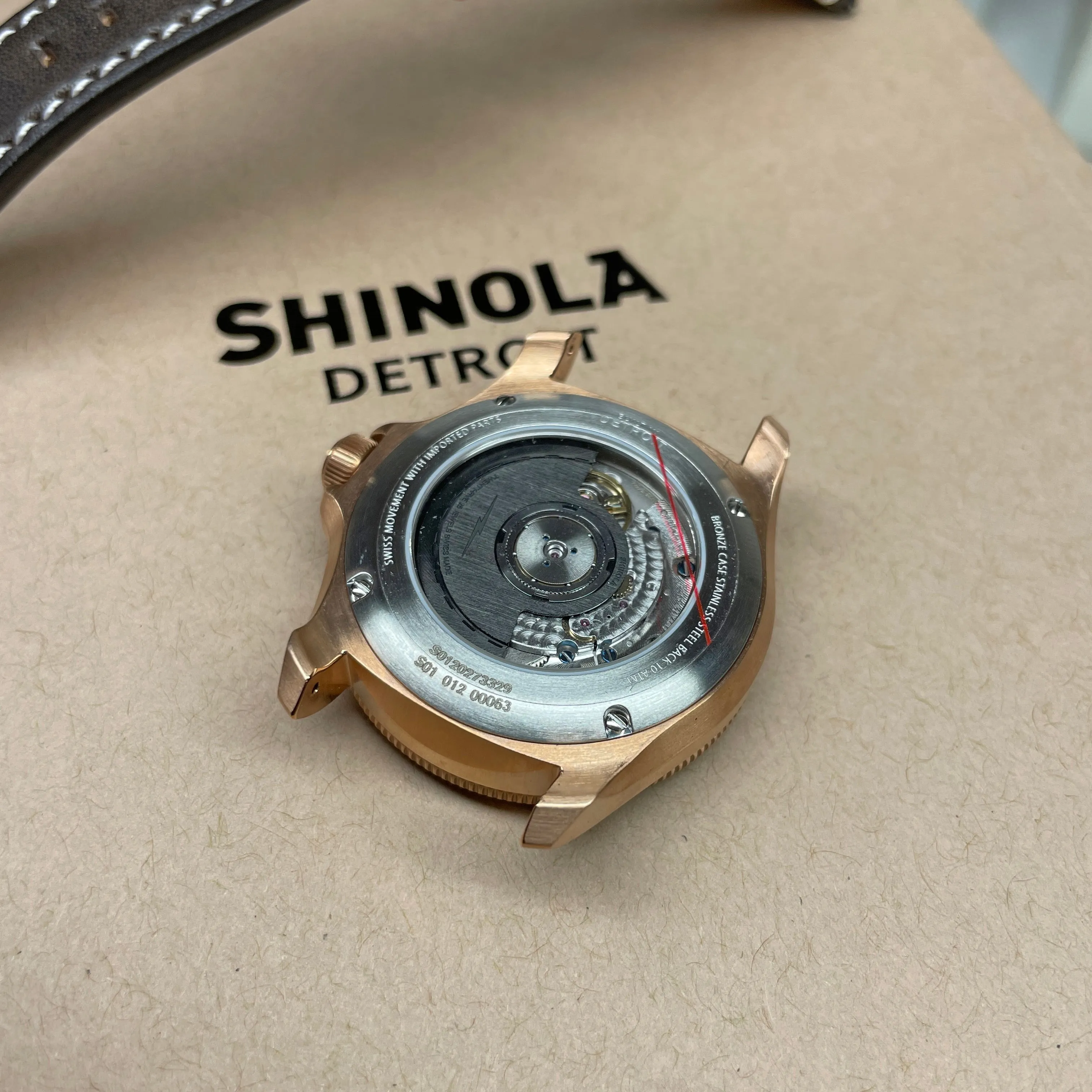 Shinola 40MM Bronze Monster GMT Set Automatic Brown Dial Extra NATO Strap Watch S0120273328