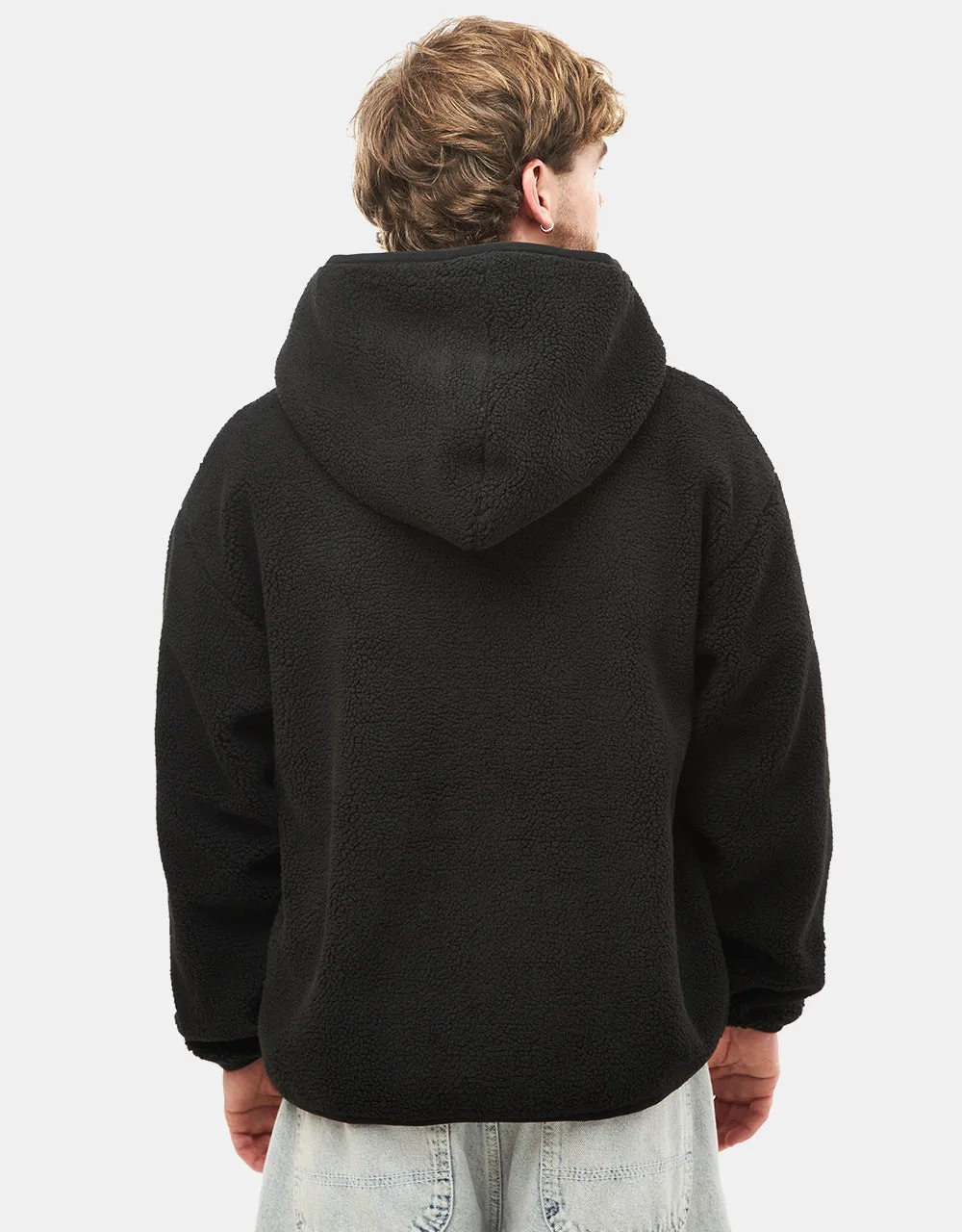 Skateboard Cafe Sherpa Fleece Zip Pullover Hoodie - Black