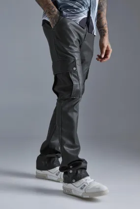 Slim Flare Washed Pu Cargo Trouser | boohooMAN UK