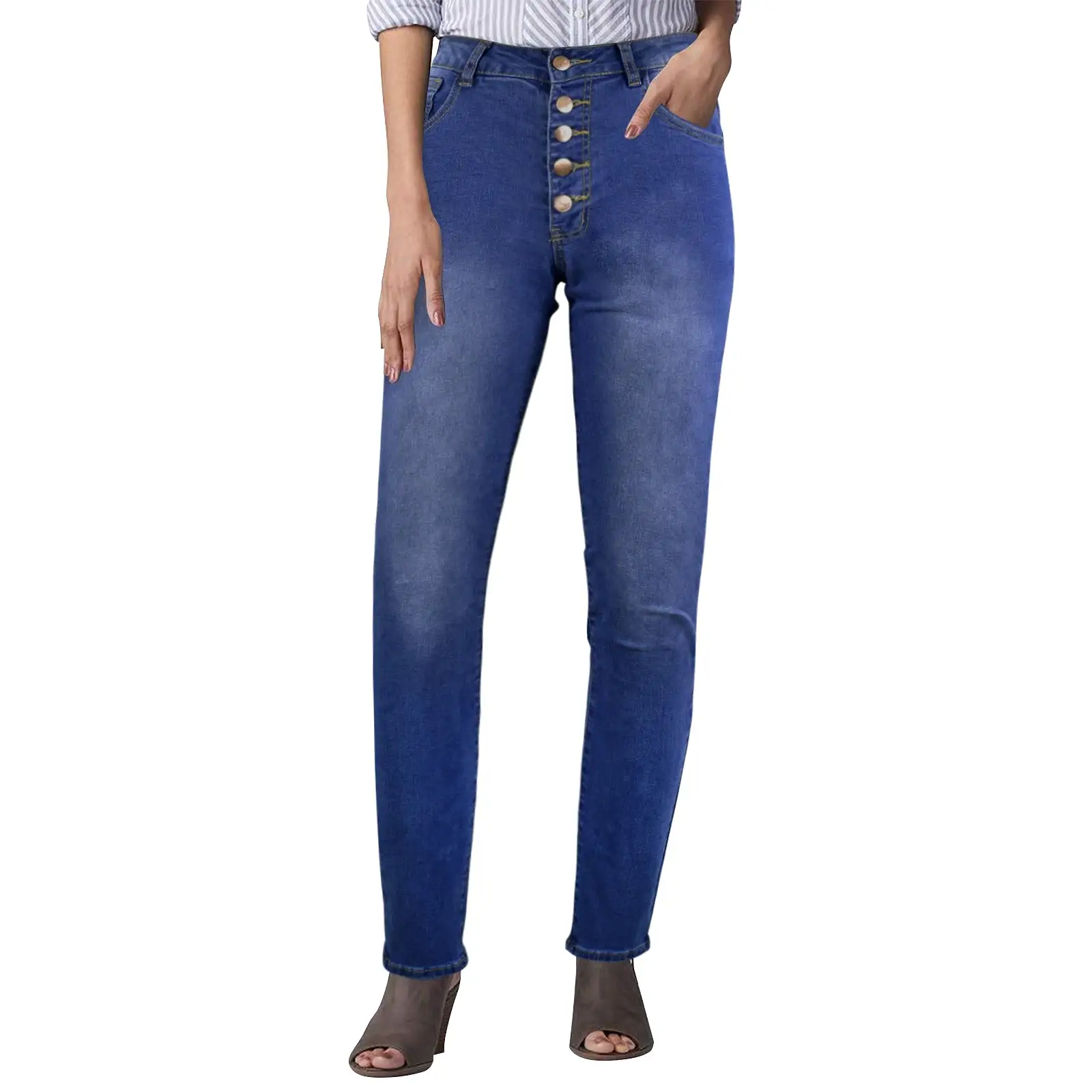 Smiley Face Women's Jeans (Back Printing) (Model L75)