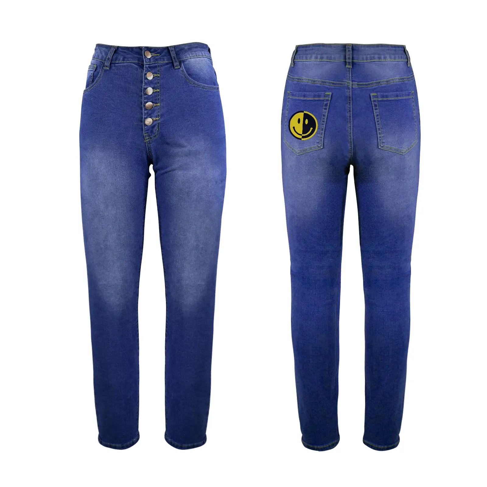 Smiley Face Women's Jeans (Back Printing) (Model L75)