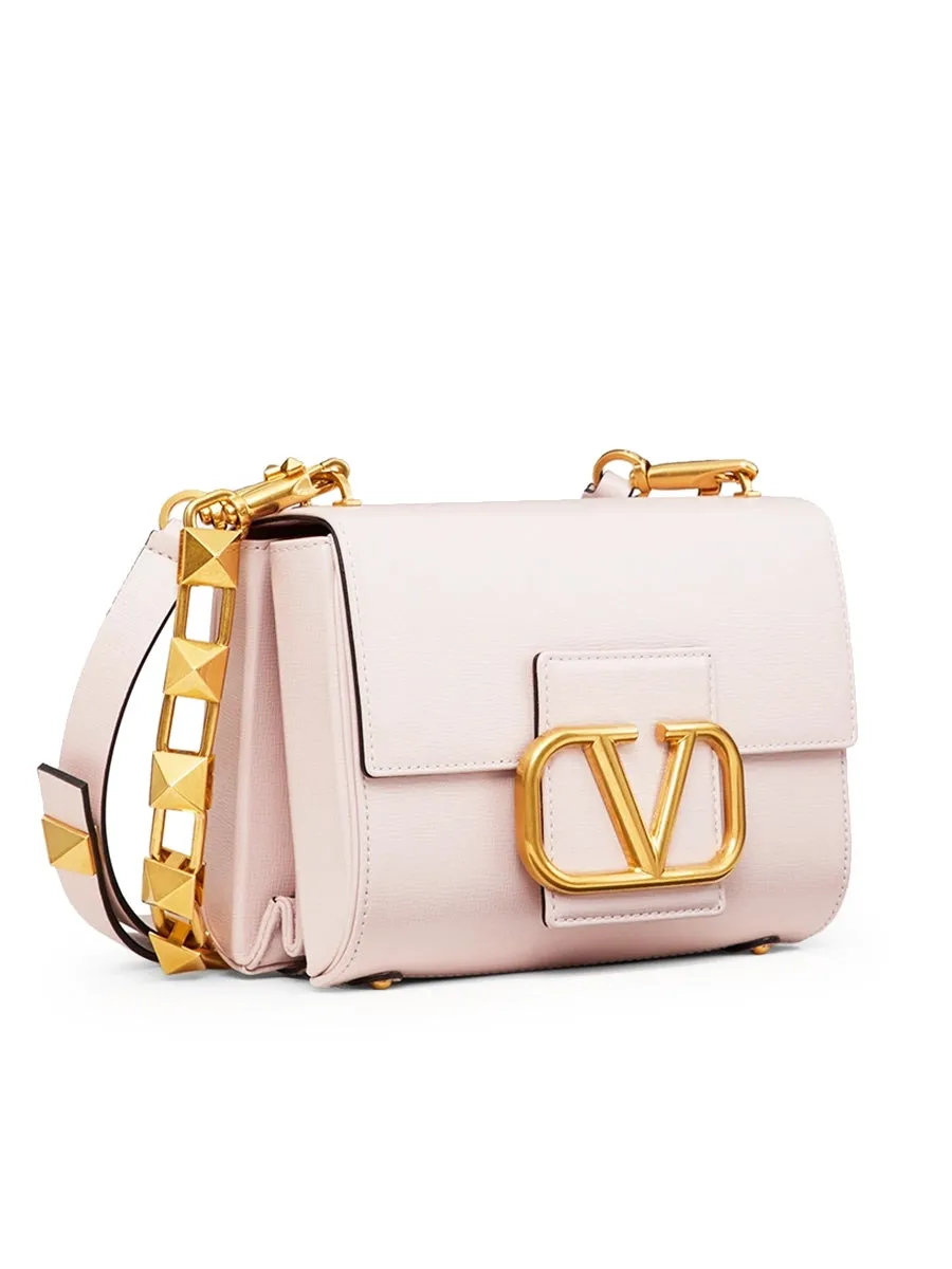 Stud Sign Grainy Calfskin Shoulder Bag in Rose Quartz