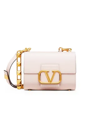 Stud Sign Grainy Calfskin Shoulder Bag in Rose Quartz