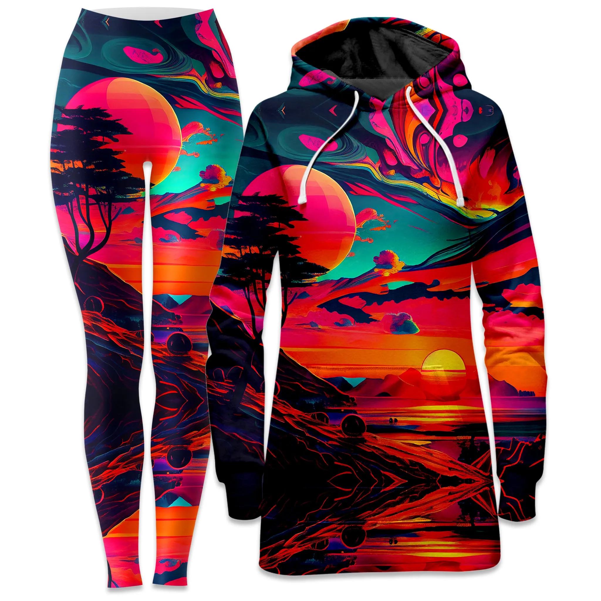 Sunset Melt Hoodie Dress and Leggings Combo