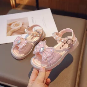 Sweet Bow Sequins Sandals for Girls: G05071 Bling Children's Casual Shoes