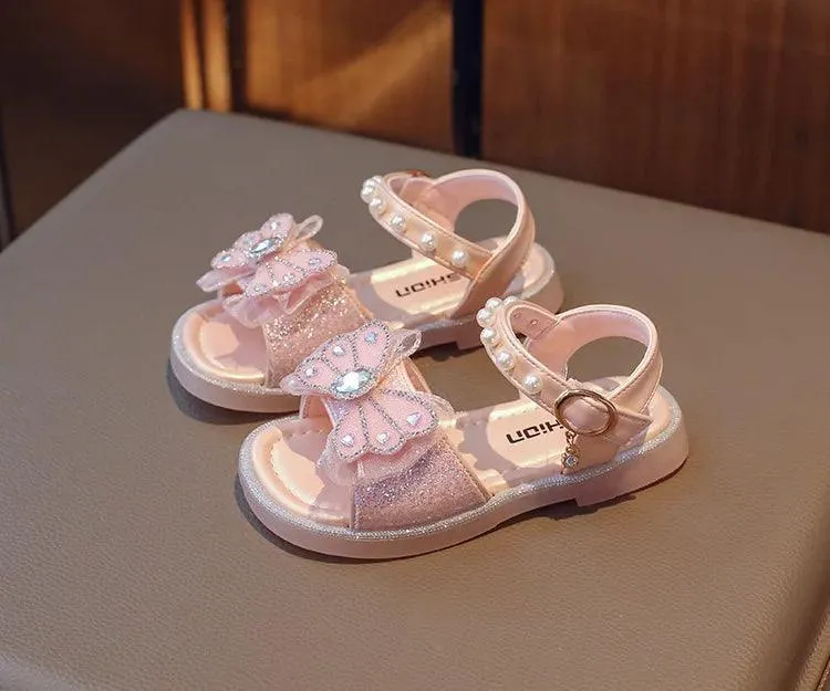 Sweet Bow Sequins Sandals for Girls: G05071 Bling Children's Casual Shoes