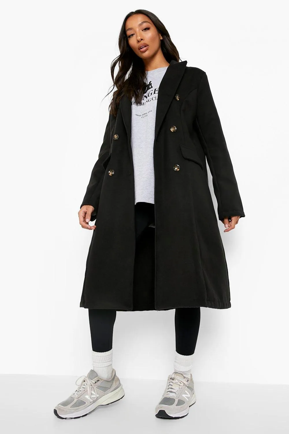 Tailored Wool Look Longline Coat