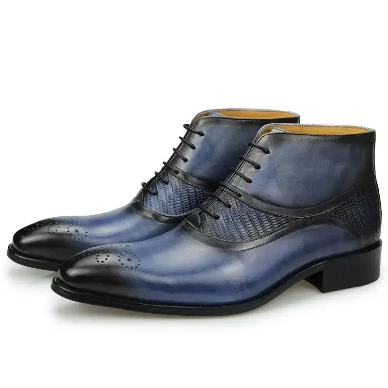 The Ardito - Brogue two tone leather boots for men