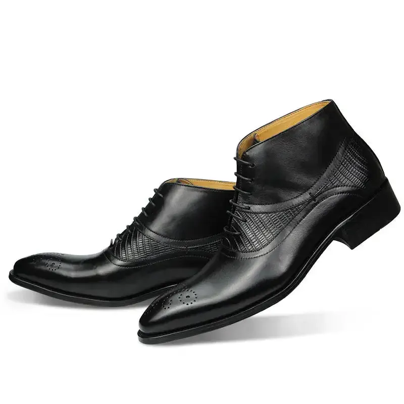 The Ardito - Brogue two tone leather boots for men