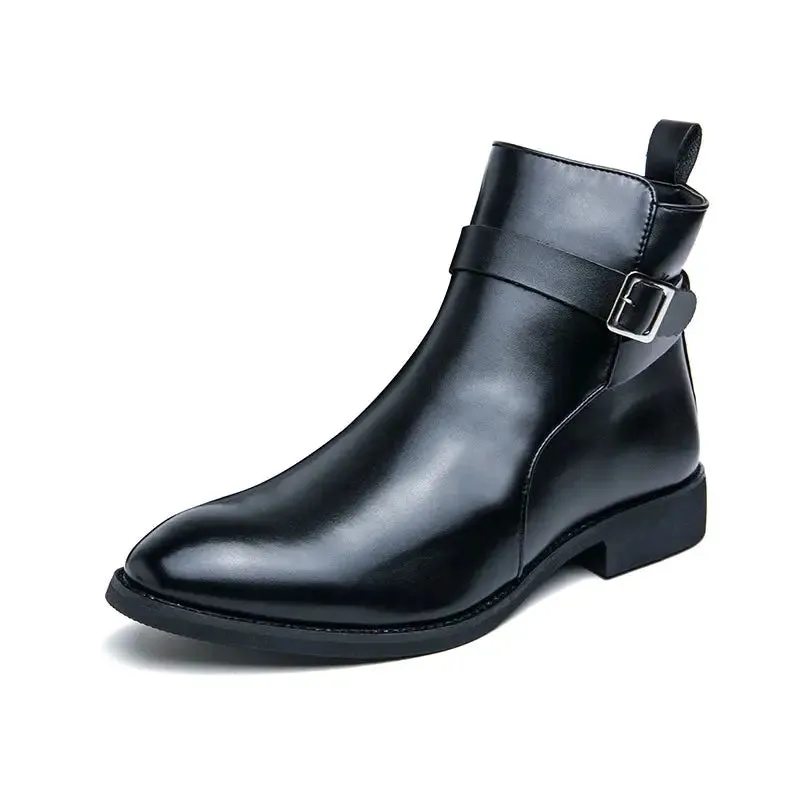 The Chiaro X - Leather ankle dress boots for men with zipper and strap