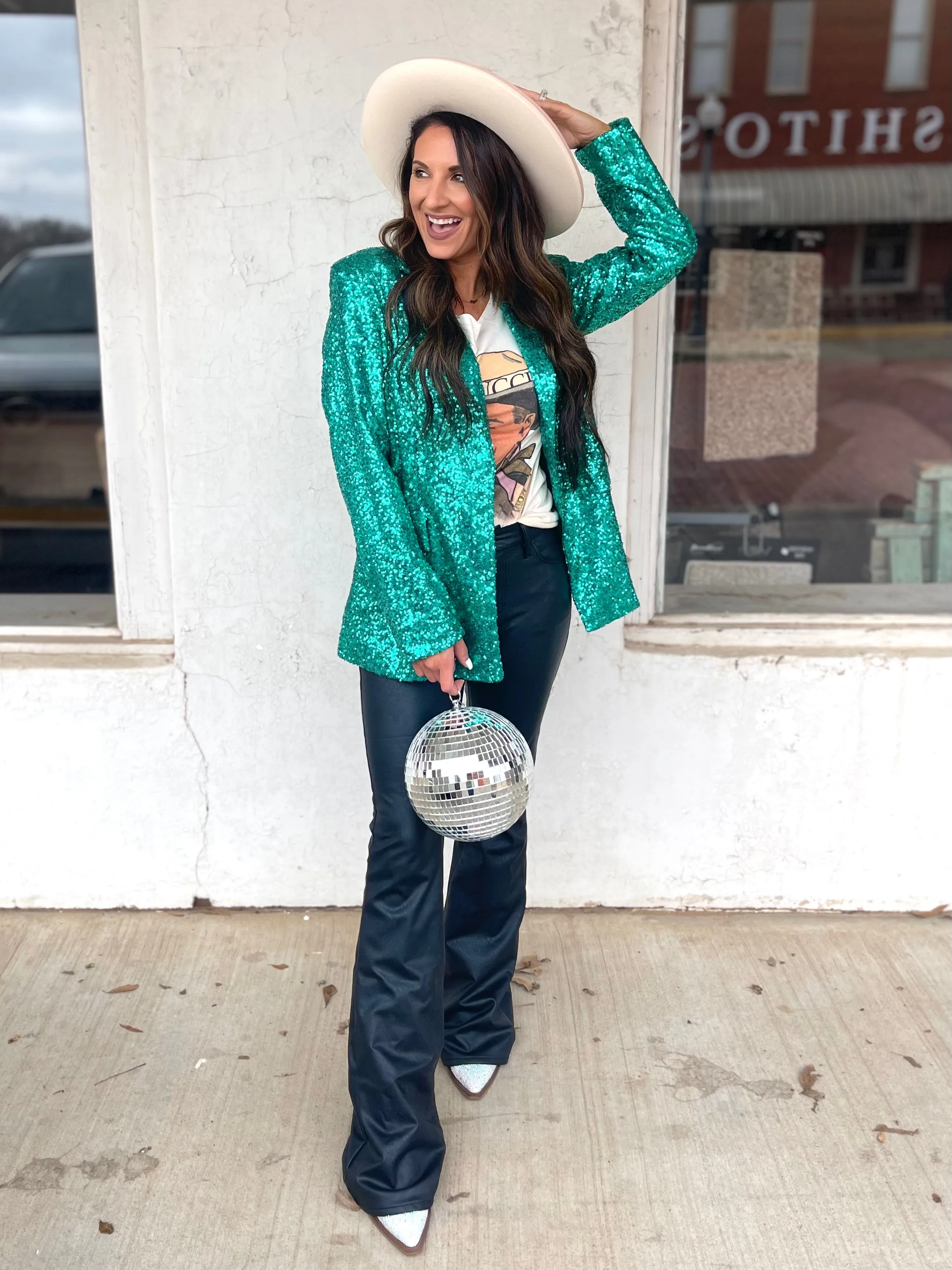 The Jenny Sequin Blazer - Mint