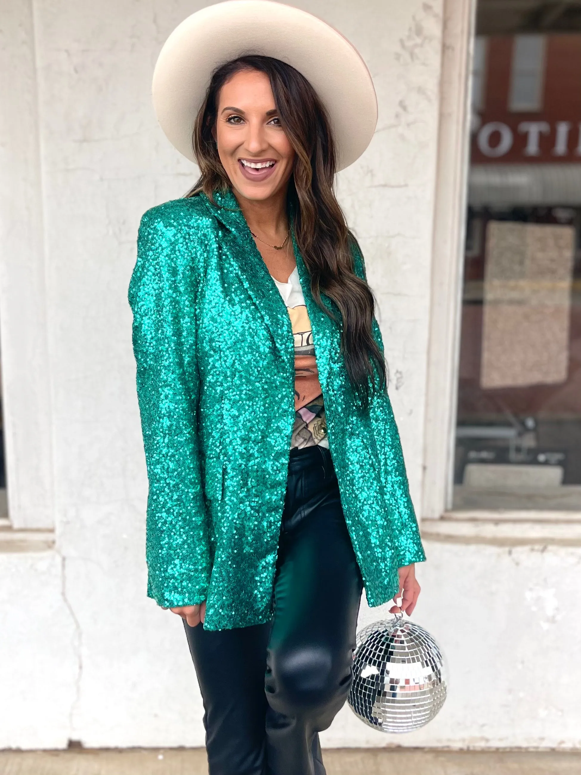 The Jenny Sequin Blazer - Mint