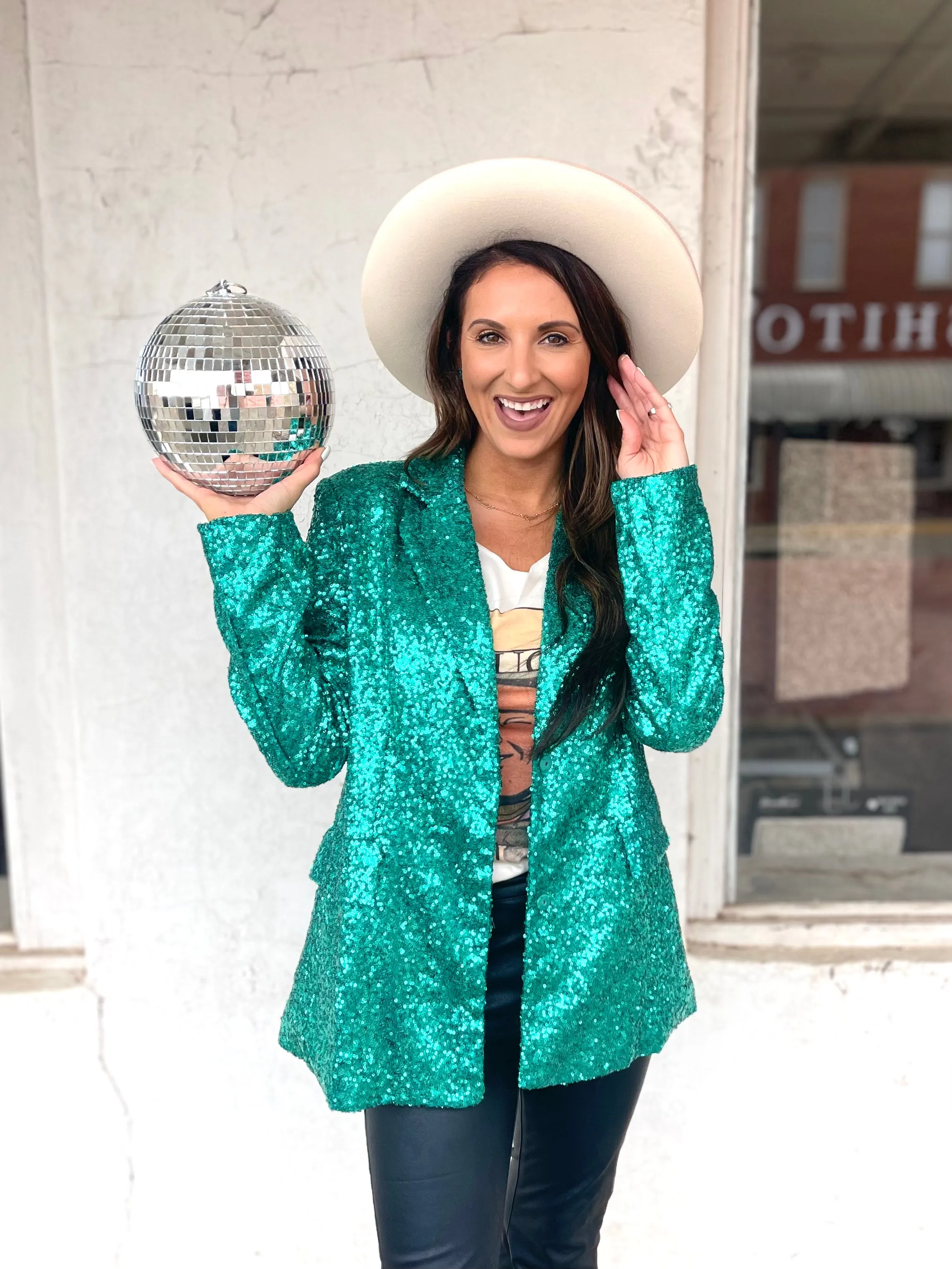 The Jenny Sequin Blazer - Mint