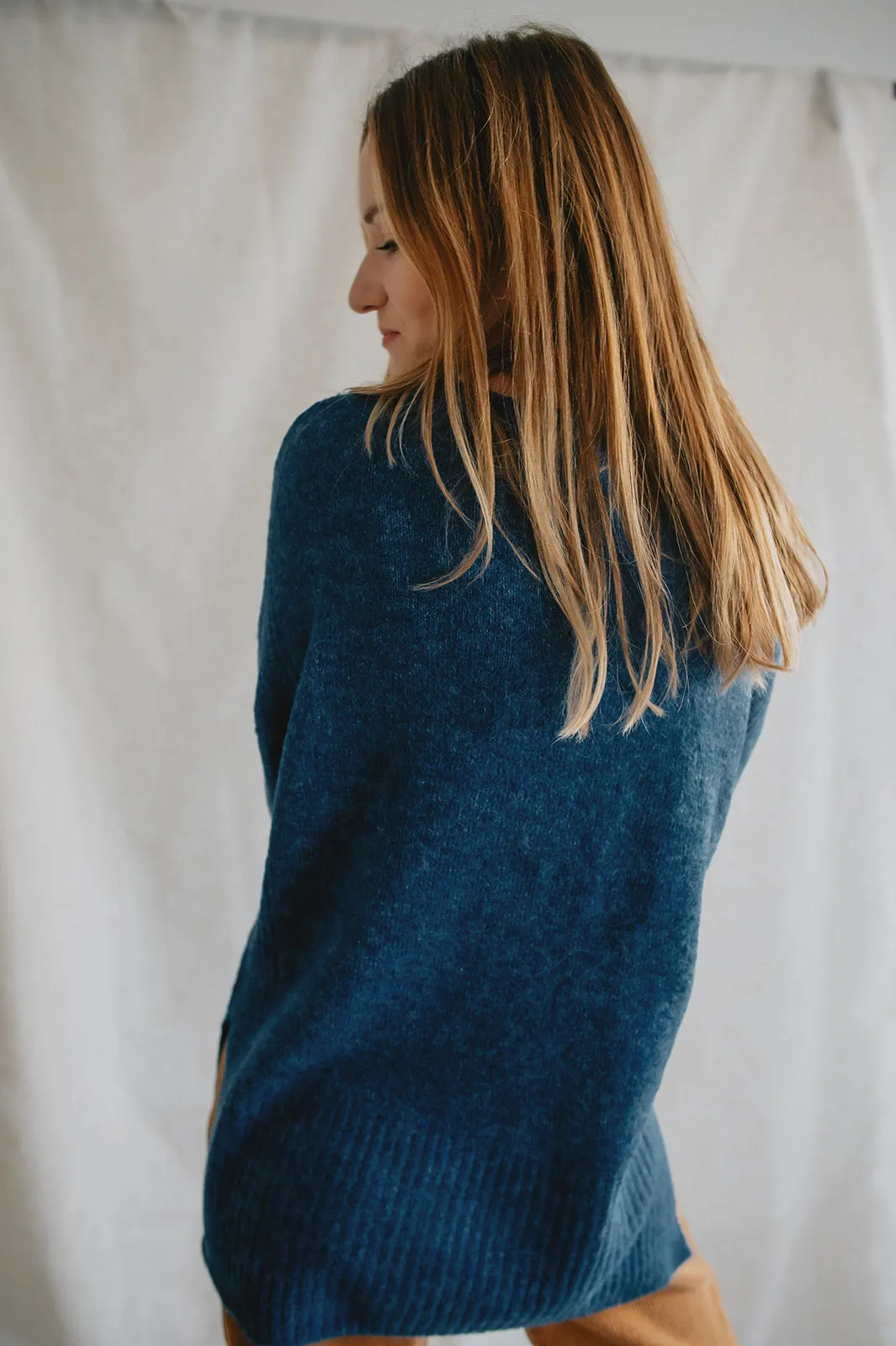 The Kamara Long Sweater - Marine Blue