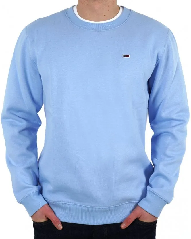 Tommy Jeans Flag Patch Fleece Sweatshirt Sky Blue