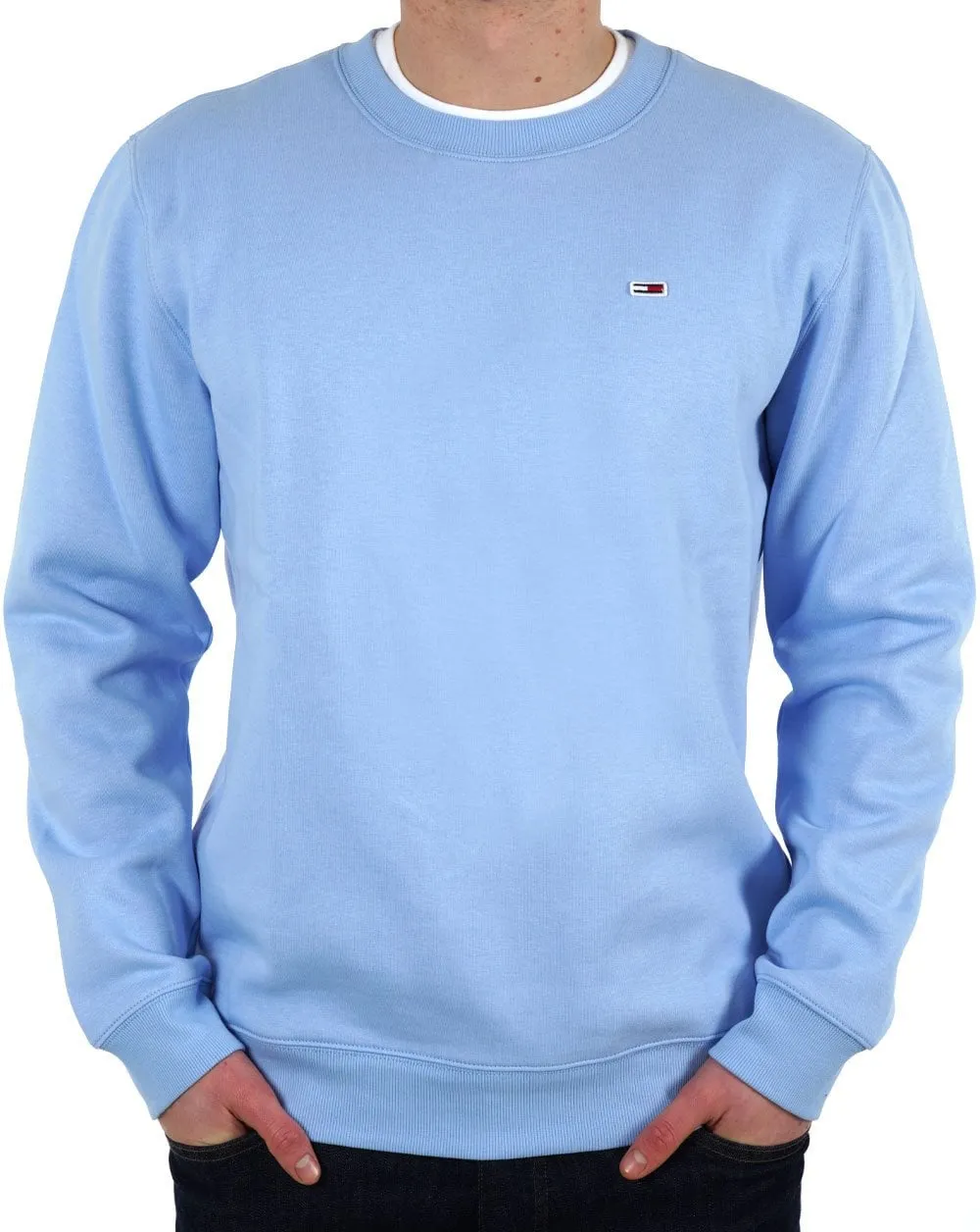 Tommy Jeans Flag Patch Fleece Sweatshirt Sky Blue