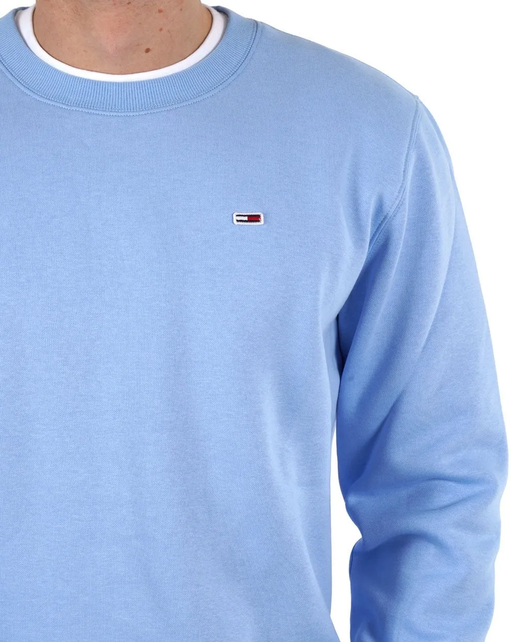 Tommy Jeans Flag Patch Fleece Sweatshirt Sky Blue