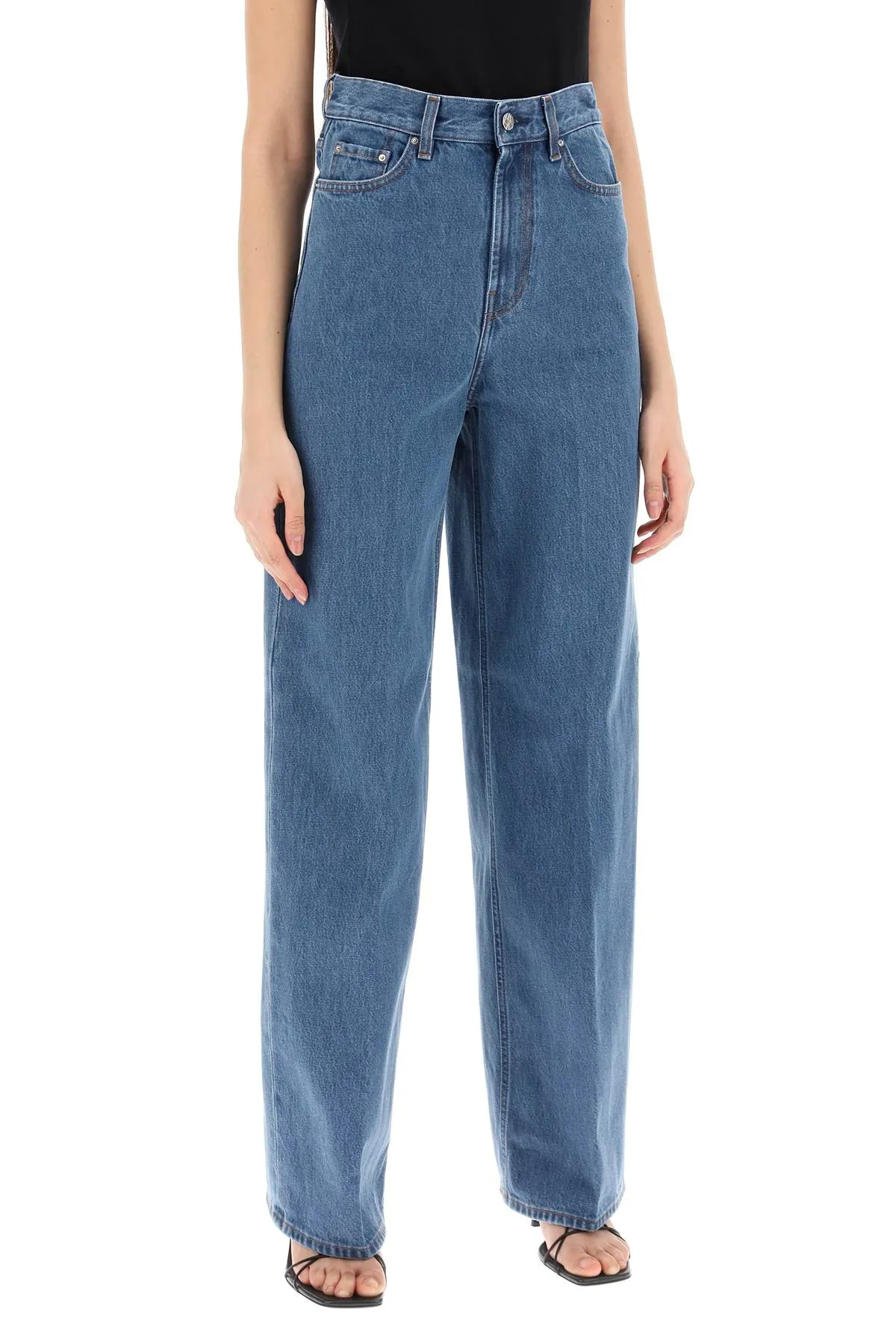 Toteme Wide Leg Jeans In Organic Cotton   Blue