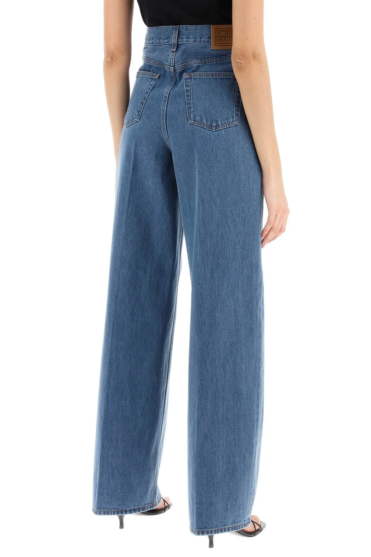 Toteme Wide Leg Jeans In Organic Cotton   Blue