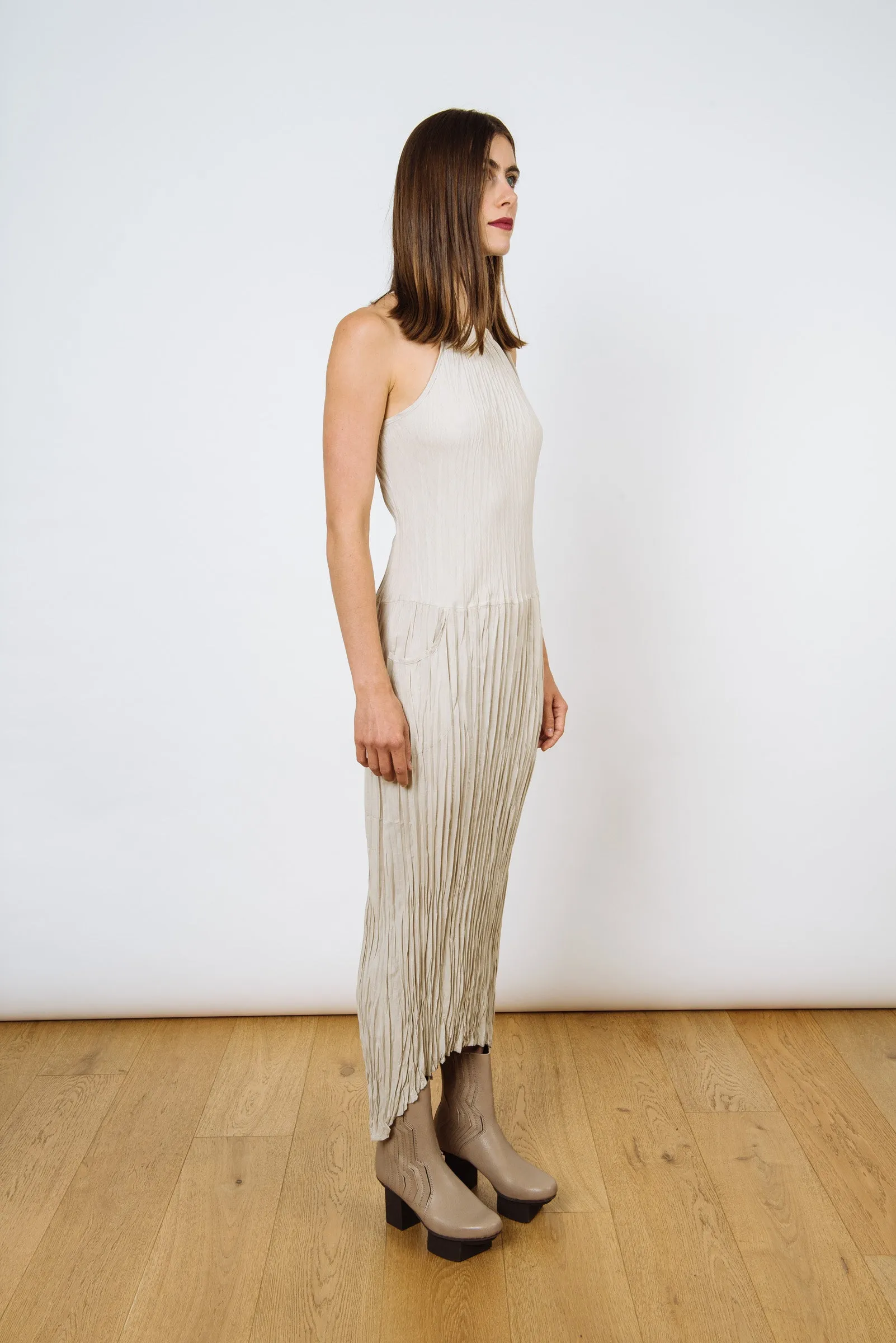 Twisted Maxi Halter Dress | Stone