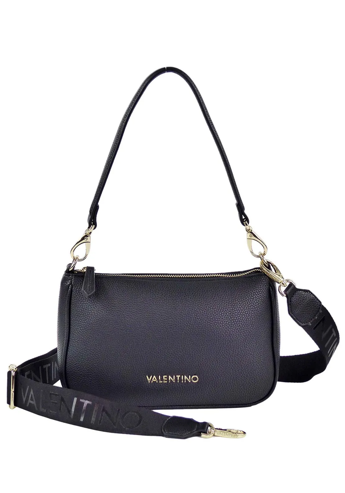 Valentino Never Pebbled Shoulder Bag, Black