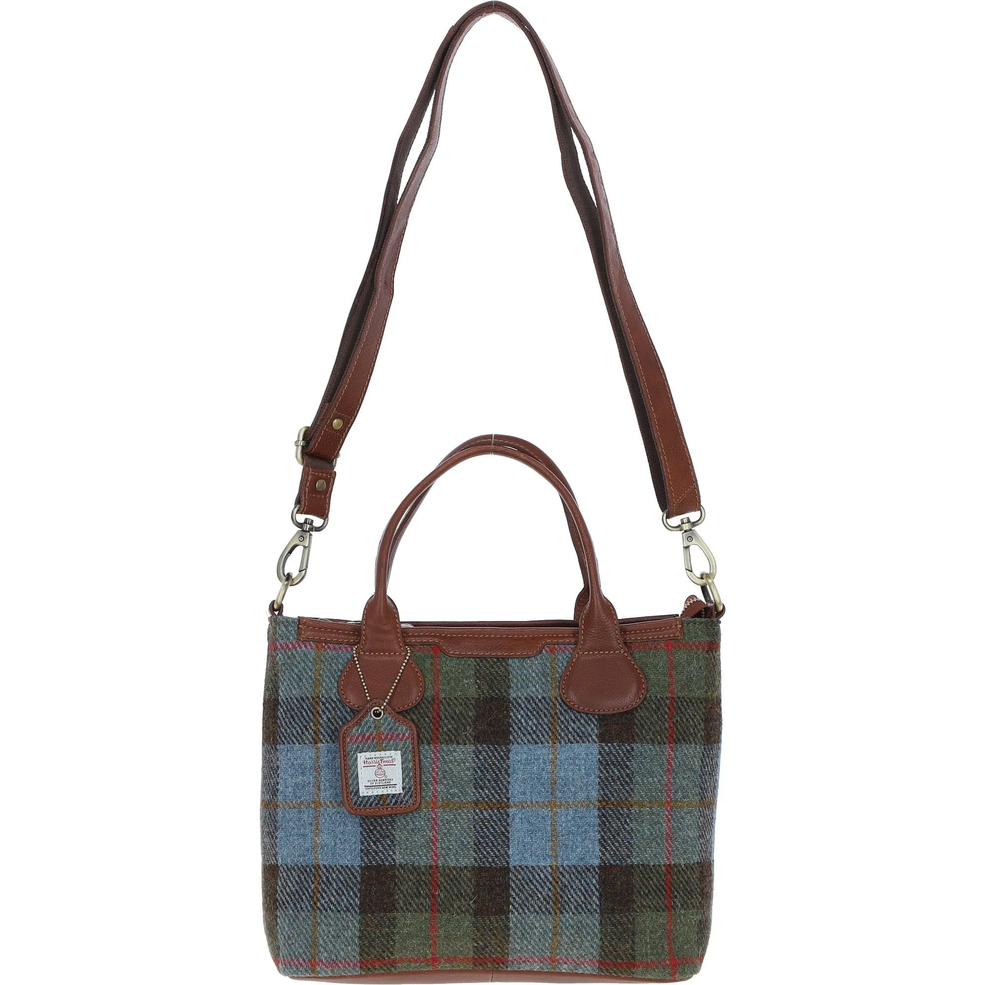 Versatile Ashwood Leather & Harris Tweed Shoulder Bag Tan/Mcload: TW-22-02-TM