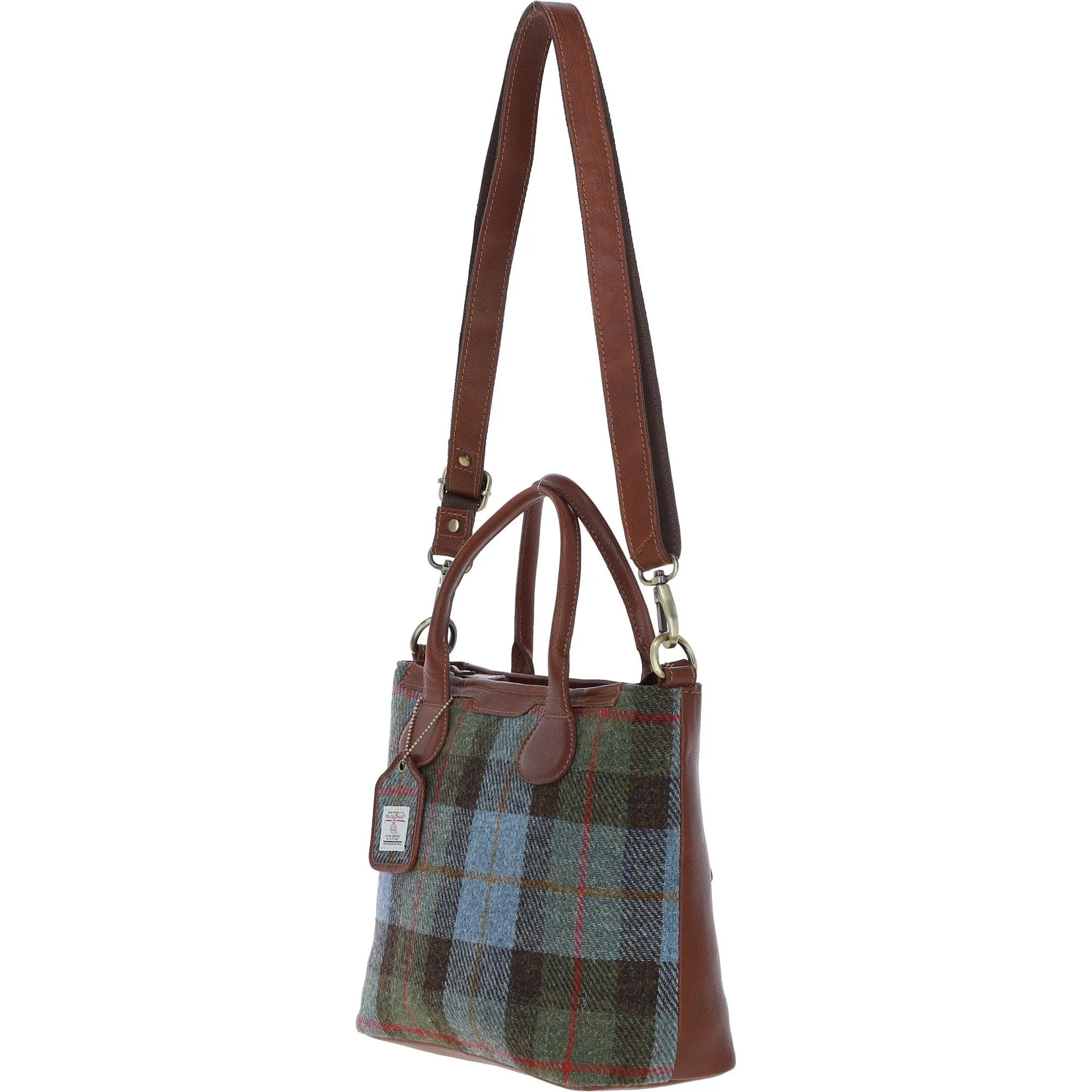 Versatile Ashwood Leather & Harris Tweed Shoulder Bag Tan/Mcload: TW-22-02-TM