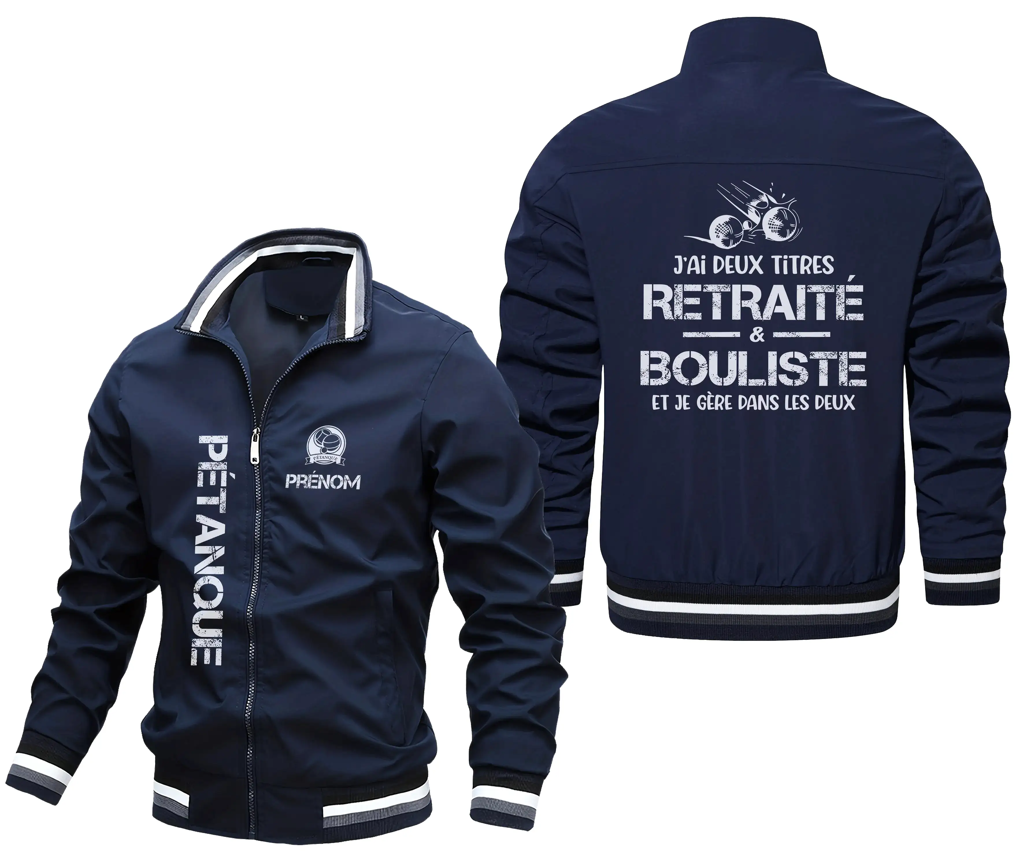 Veste De Pétanque Personnalisée, J'ai Deux Titres, Retraté & Bouliste, Et Je Gère Dans Les Deux - CT07092364