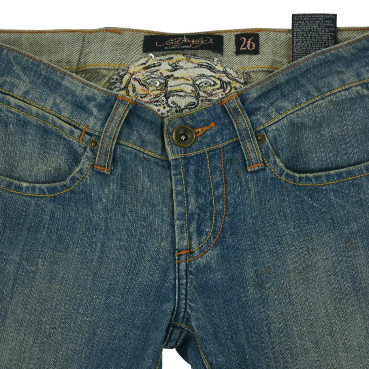 Vintage Ed Hardy Tiger Low Waist Denim Jeans Women's Size 28