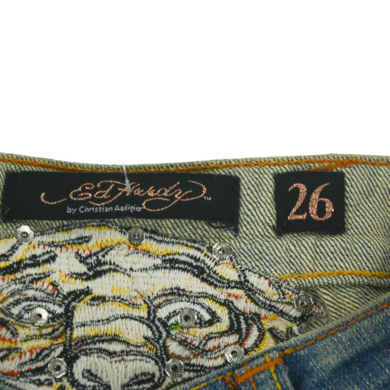 Vintage Ed Hardy Tiger Low Waist Denim Jeans Women's Size 28